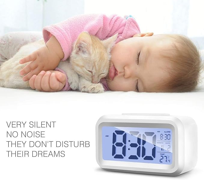 Digital LCD Alarm Clock with Temperature &amp; Date Display