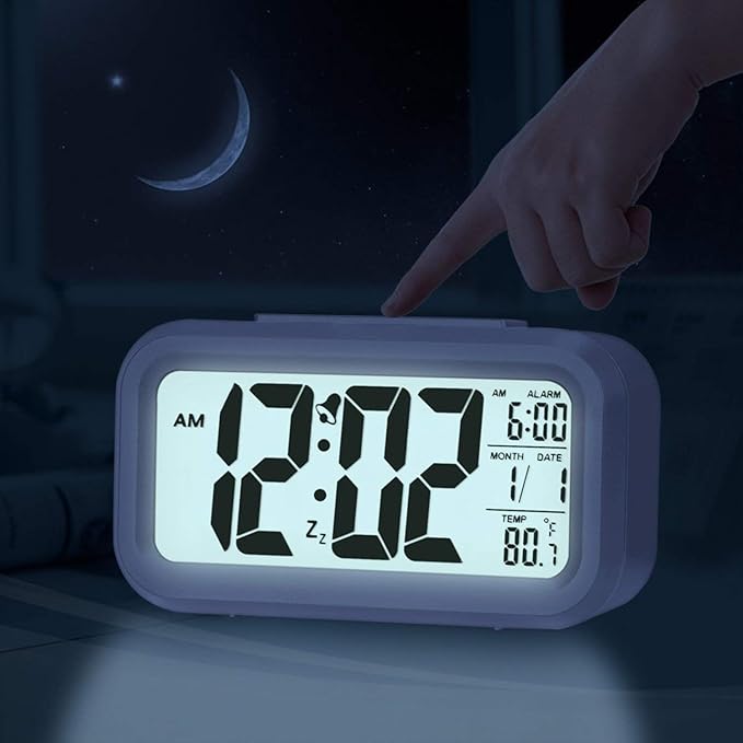 Digital LCD Alarm Clock with Temperature &amp; Date Display